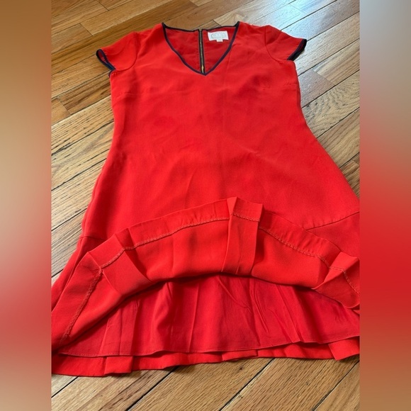 Sail to Sable Red/Navy V-Neck Ruffle Dress Women’s Size 6 - Picture 9 of 13